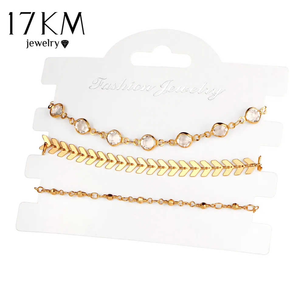 

17KM New Design Bijoux Crystal Beads Wedding Bracelets Set Pulseras Mujer Love Femme Bracelet Chain Jewelry For Women Party Gift