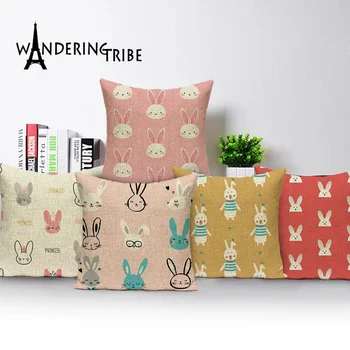 

Farmhouse Home Decor Rabbit Pillow Case Funny Bunny Pillowcase 45 * 45 Animal Cushion Cover Custom Quality Spring Pillow Covers