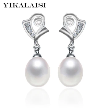 

YIKALAISI 925 sterling Silver Jewelry For Women 100% Natural Freshwater Pearl jewelry Stud Earrings