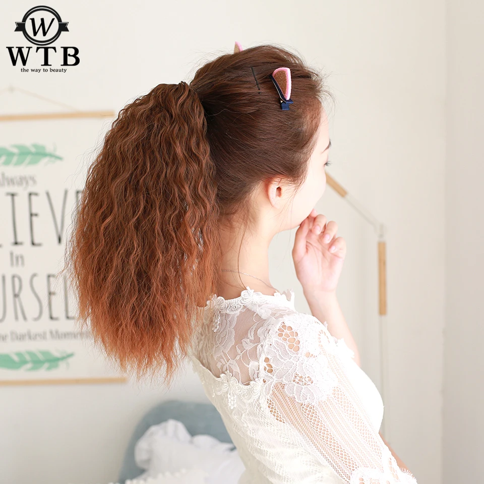 WTB Claw Drawstring Clip In Hair Extensions Ponytail Claw Hair Pieces Heat Resistant Synthetic Long Kinky Curly Ponytail Hair