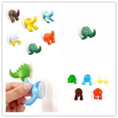 1PC Cute Cartoon Animal Tail Rubber Sucker Hooks Key Towel Hanger Wall Holder Hook Home Office Use 6 Colors