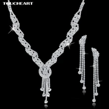 TOUCHEART Стразы для свадьбы, свадебные серебряные цветные ювелирные наборы, ожерелья с кисточками и набор из подвески и серег, рождественские подарки, набор 150067