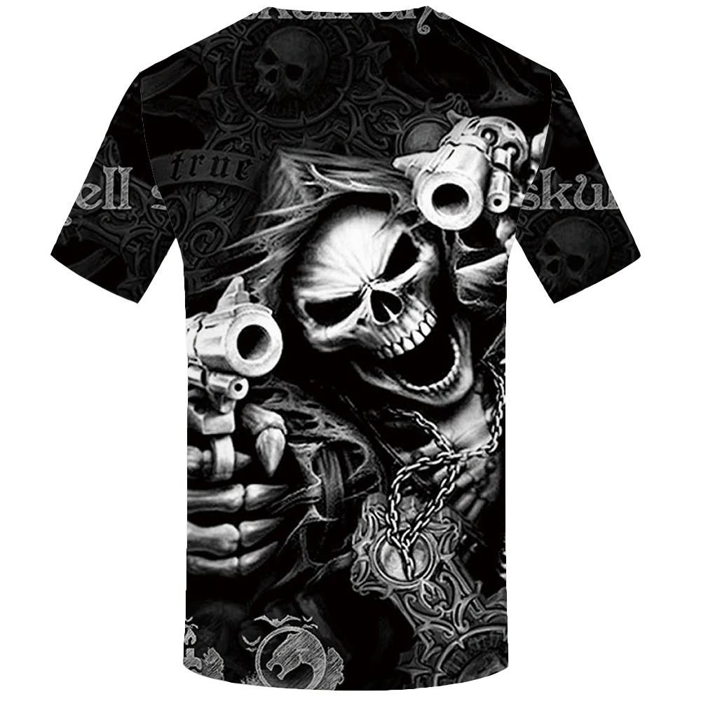 KYKU Skull T shirt Men Skeleton T-shirt Punk Rock Tshirt Gun T shirts 3d Print T-shirt Vintage Gothic Mens Clothing Summer tops KYKU Skull T shirt Men Skeleton T-shirt Punk Rock Tshirt Gun T shirts 3d Print T-shirt Vintage Gothic Mens Clothing Summer tops