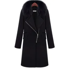 3XL, большие размеры, Осень-зима, женские шерстяные пальто с меховым воротником, шерстяная верхняя одежда, толстая верхняя одежда, женское тонкое длинное пальто, Тренч