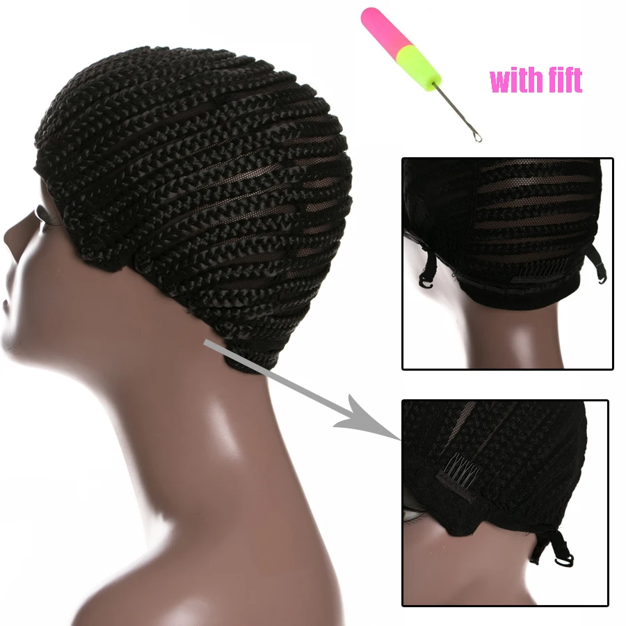 

1 piece Women Hairnets Easycap Cornrow Wig Caps For Making Wigs With Adjustable Strap Braided Products synthetic