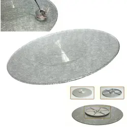 HQ SW01 UPGRADE Tempered Glass with Silver Wire Glass Turntable Lazy Susan with Fiberglass Base Swivel Plate