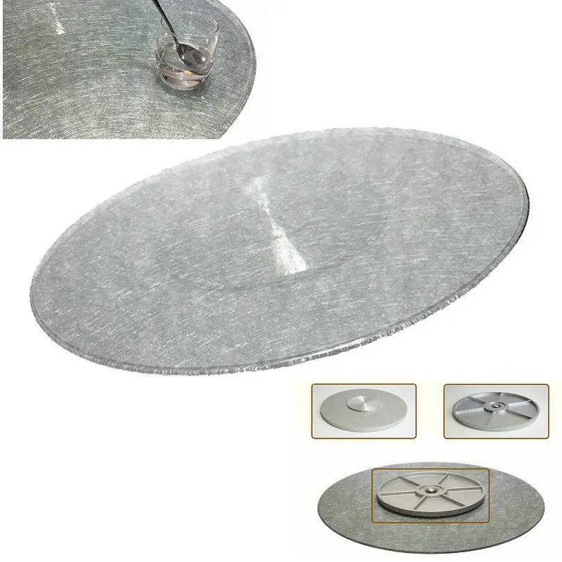 

HQ SW01 UPGRADE Tempered Glass with Silver Wire Glass Turntable Lazy Susan with Fiberglass Base Swivel Plate