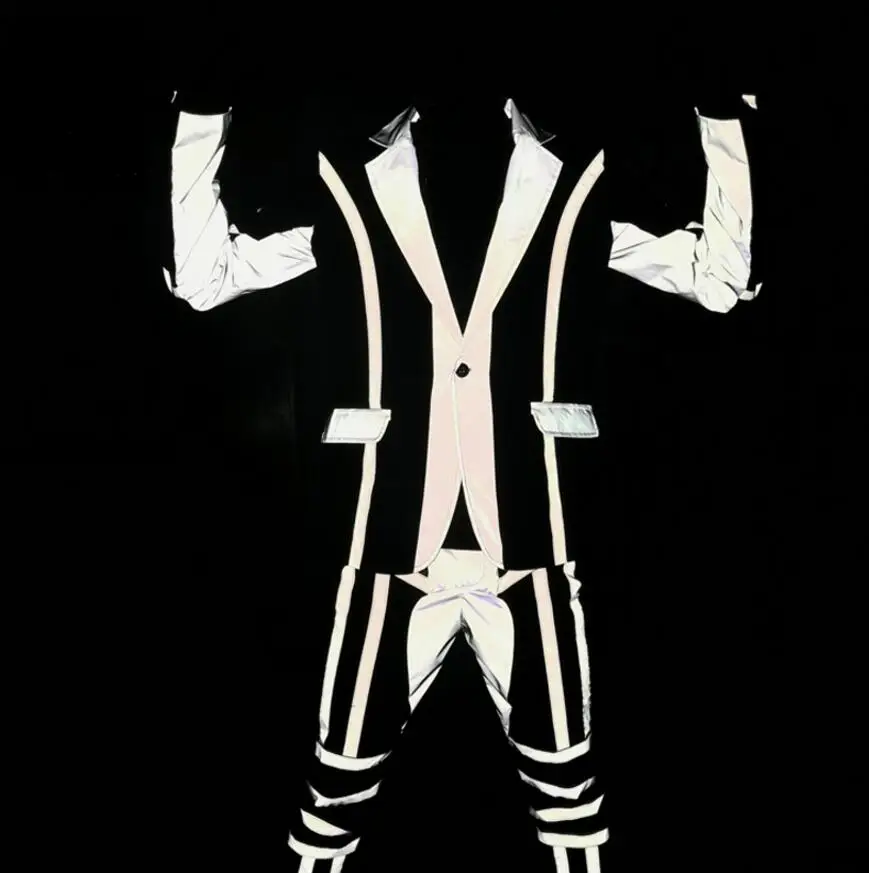 M-5XL! Мода Сценические костюмы для певец DJ DS Светоотражающие строчки костюм ночной клуб GOGO бар парикмахер шоу на сцене костюмы