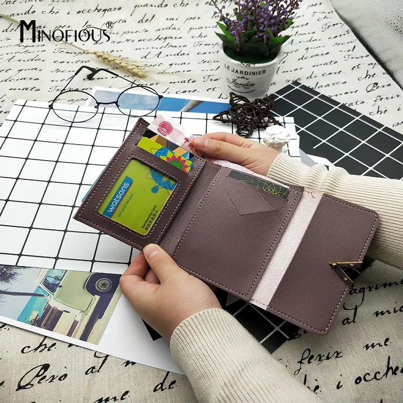 MINOFIOUS Матовый кожаный маленький женский кошелек Брендовые женские Мини кошельки