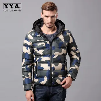 

Mens Fashion Camouflage Parkas Hooded Short Down Jacket Casual Coat For Men Winter Warm Windbreaker Slim Fit Sobretudo Masculino