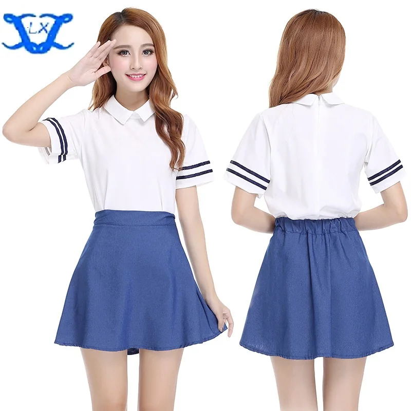 

Japanese School Uniform Costume Anime Girl Lolita Blouse Shirt Striped Blouse