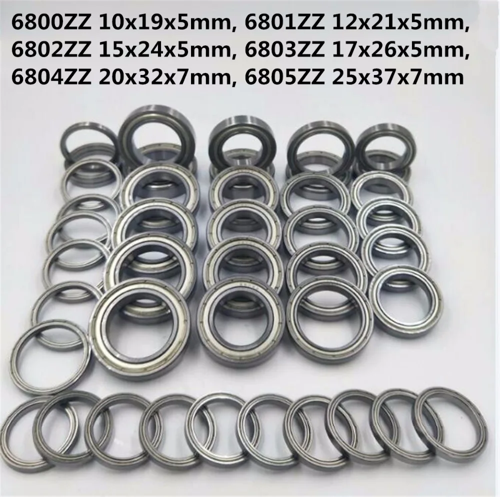 

20pcs 6800ZZ 6801ZZ 6802ZZ 6803ZZ 6804ZZ 6805ZZ Thin Wall Metal Shielded Bearing Ball Bearings