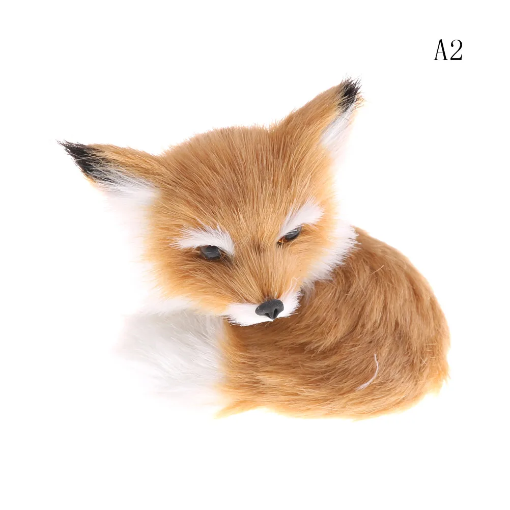 New Simulation brown fox toy furs squatting fox model home decoration Animals World with Static Action Figures Toys Gift for Kid