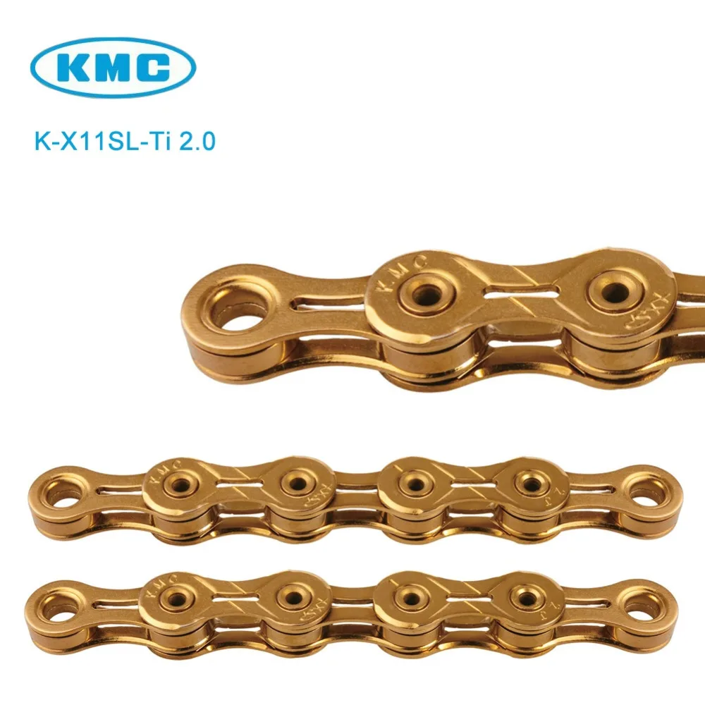 Excellent Original X11SL-Ti 2.0 KMC 11 Speed Bike Chain for Trekking 116 Links Super Light Titanium Nitride Gold Coated Road 11S KMC Chain 1