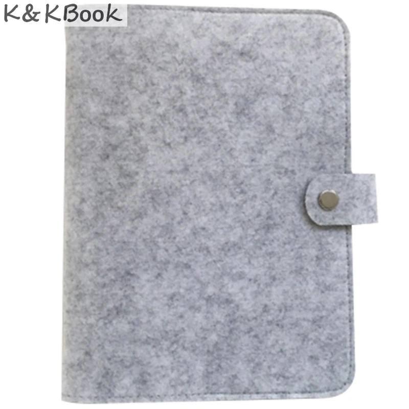 K&KBOOK Felt Spiral Notebook Diary Vintage 6 Holes Notebook Stationery Personal Notebook A5 A6 Weekly Planner Agenda Organizer