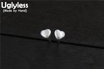 

Uglyless Real S925 Sterling Silver Sweet Heart-shape Studs for Women Love Gift Stud Earrings 5.5MM Small Handmade Brincos Bijoux