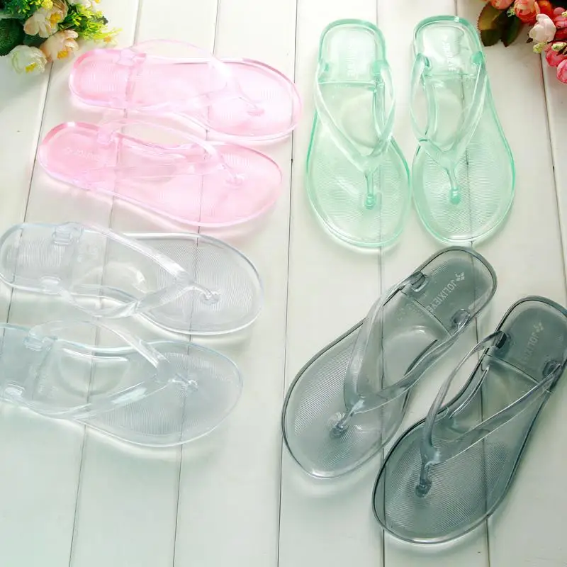 Best Selling Fashion Plastic Jelly Slippers Flat Sandals Women Flip Flops Ladies Summer Beach 