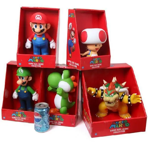 

Super Mario Collection Figure With Box Mario Yoshi Luigi Koopa Bowser Toad Action Figure Toy Collectable PVC Doll Toys