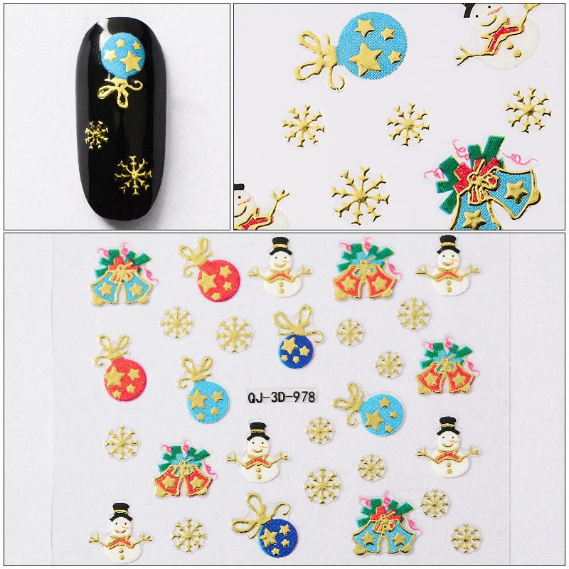 Новогодние Слайдеры для ногтей, рождественские наклейки для дизайна ногтей, милые наклейки s для ногтей, сделай сам, маникюрные декоративные наконечники, 1 шт - Цвет: K3076