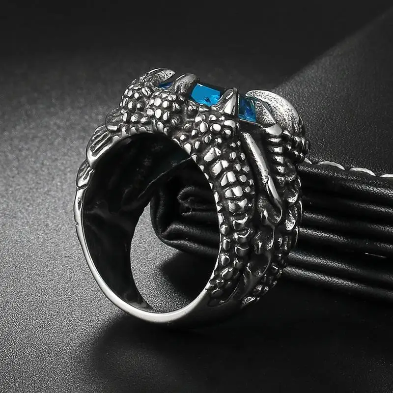 OBSEDE, мужское Винтажное кольцо с когтями дракона, титановые стальные кольца, AAAAA, CZ камень, кристалл, черный, серебряный цвет, размер 9-12, для подарка