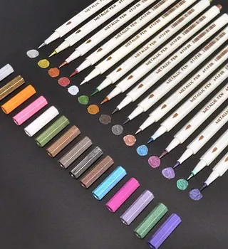 

15 Colors Metallic Brush Marker Pens, Feela Metallic Calligraphy Painting Pen for Card Making, Rock Painting, Glass, Metal, Wood