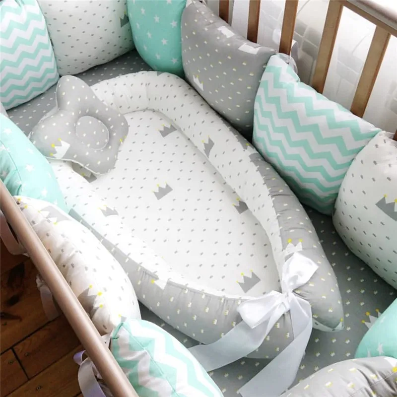 

Baby Nest Bed 80*50cm Portable Crib Travel Bed Infant Toddler Cotton Cradle For Newborn Baby Bassinet Bumper