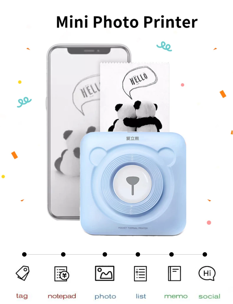 Портативный термопринтер RADALL 58 мм мини Bluetooth для фотографий Android и IOS|Принтеры| |