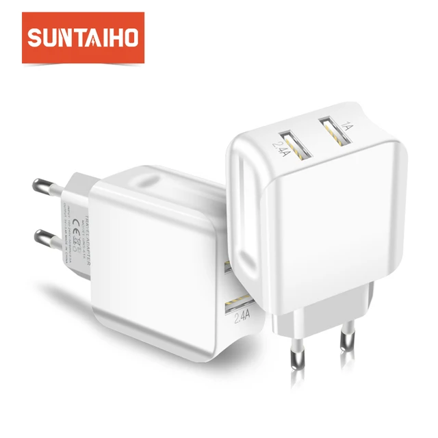 Cheap Suntaiho Travel Wall Charger Universal Dual USB Port Charger for iPhone/Samsung/Xiaomi/iPad Adapter Smart Mobile Phone Charger