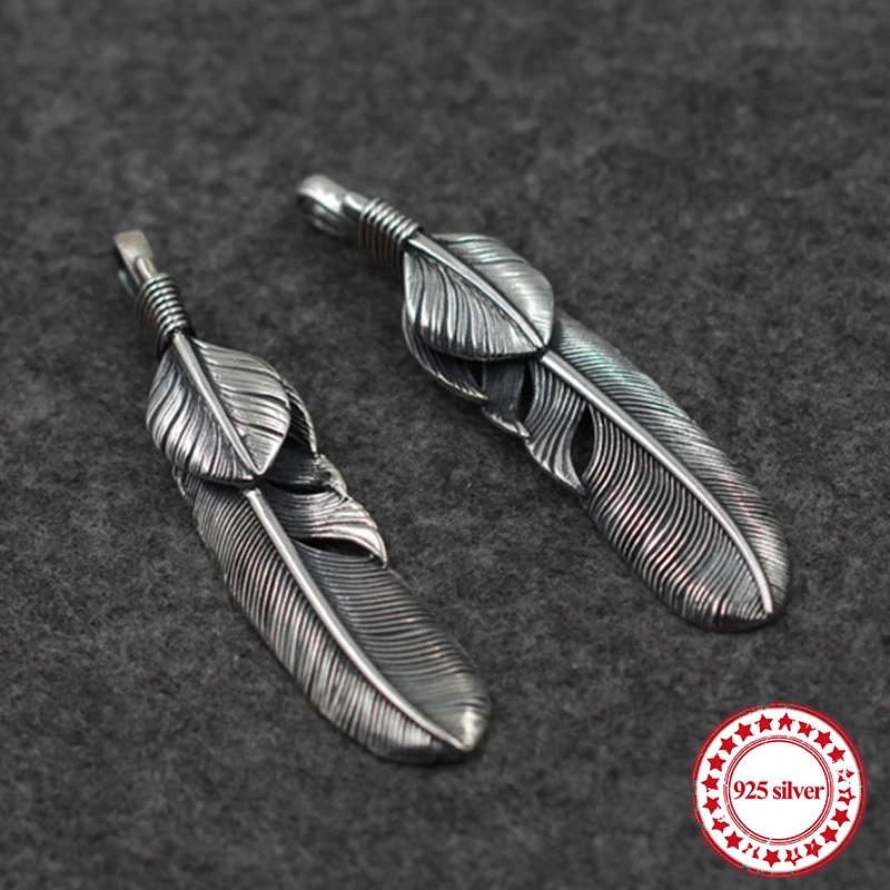 

S925 sterling silver pendants personalized classic Indian national style carved feathers modeling Send lover jewelry gift