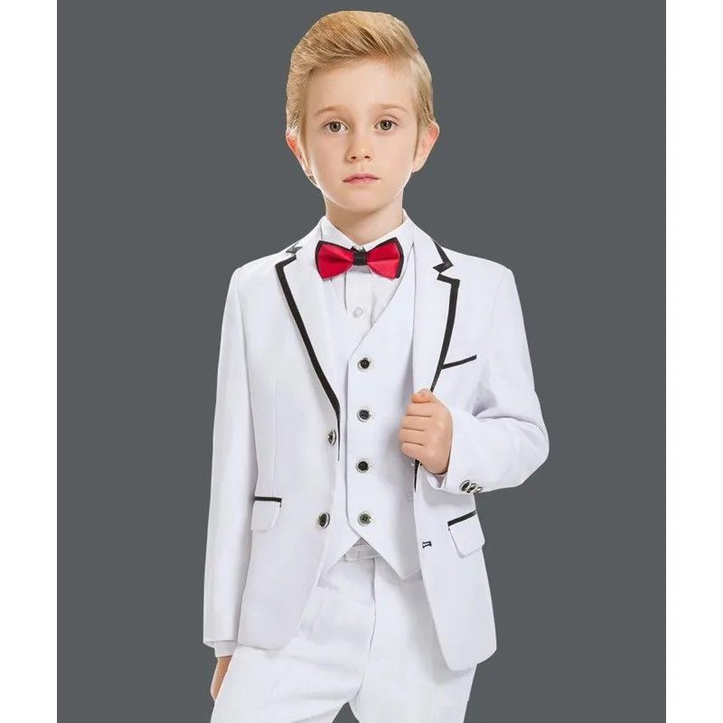 KUSON/синие костюмы для мальчиков на свадьбу, торжественный костюм для детей, Детский заостренный лацкан, смокинги(куртка+ штаны+ жилет), 3 предмета - Цвет: same as image