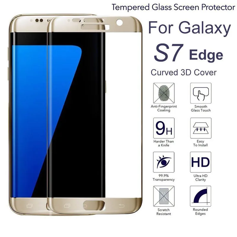 Для samsung S7 край 3D изогнутой поверхностью уровень твердости Экран покрытием