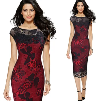 2018 Women Elegant Sexy Embroidered Lace See Through One Piece Dress Suit Party Special Occasion Pencil Sheath Embroidery Dress see through longline lace dress