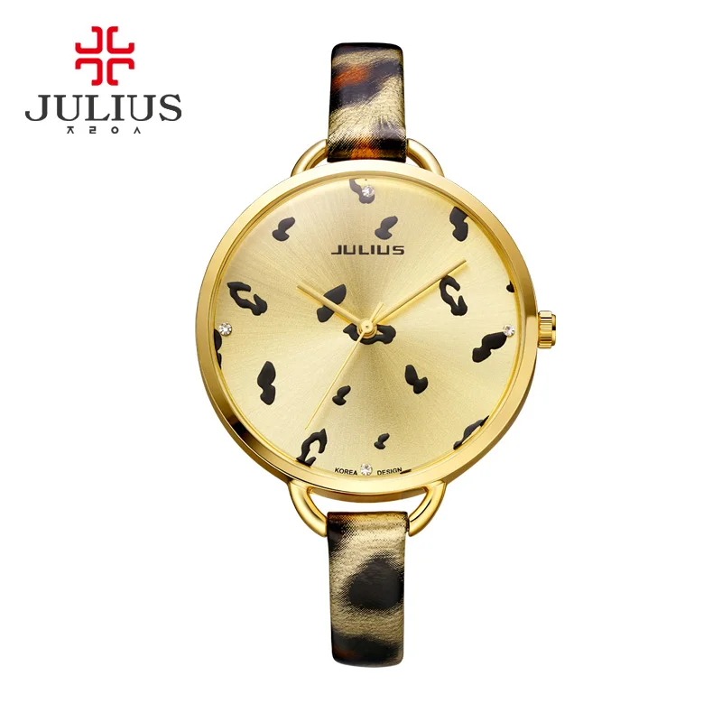 

JULIUS Luxury Brand Genuine Leather Strap Woman's Casual Quartz Clocks Lady Sports Watches Gold Wristwatch Relogio Female Clock