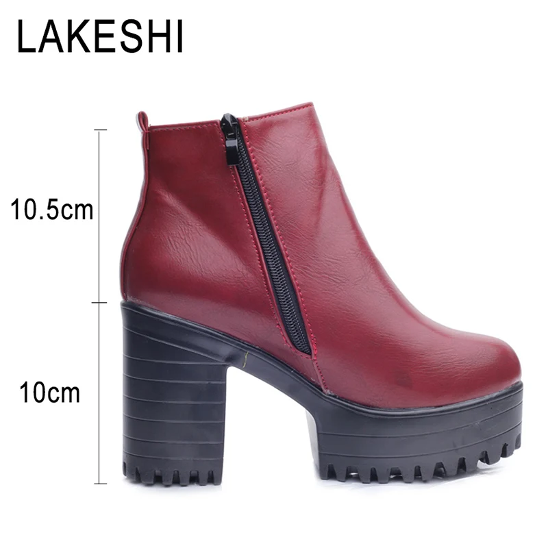 LAKESHI/женские ботинки Модные ботильоны на платформе Zapatos Mujer Ботинки из