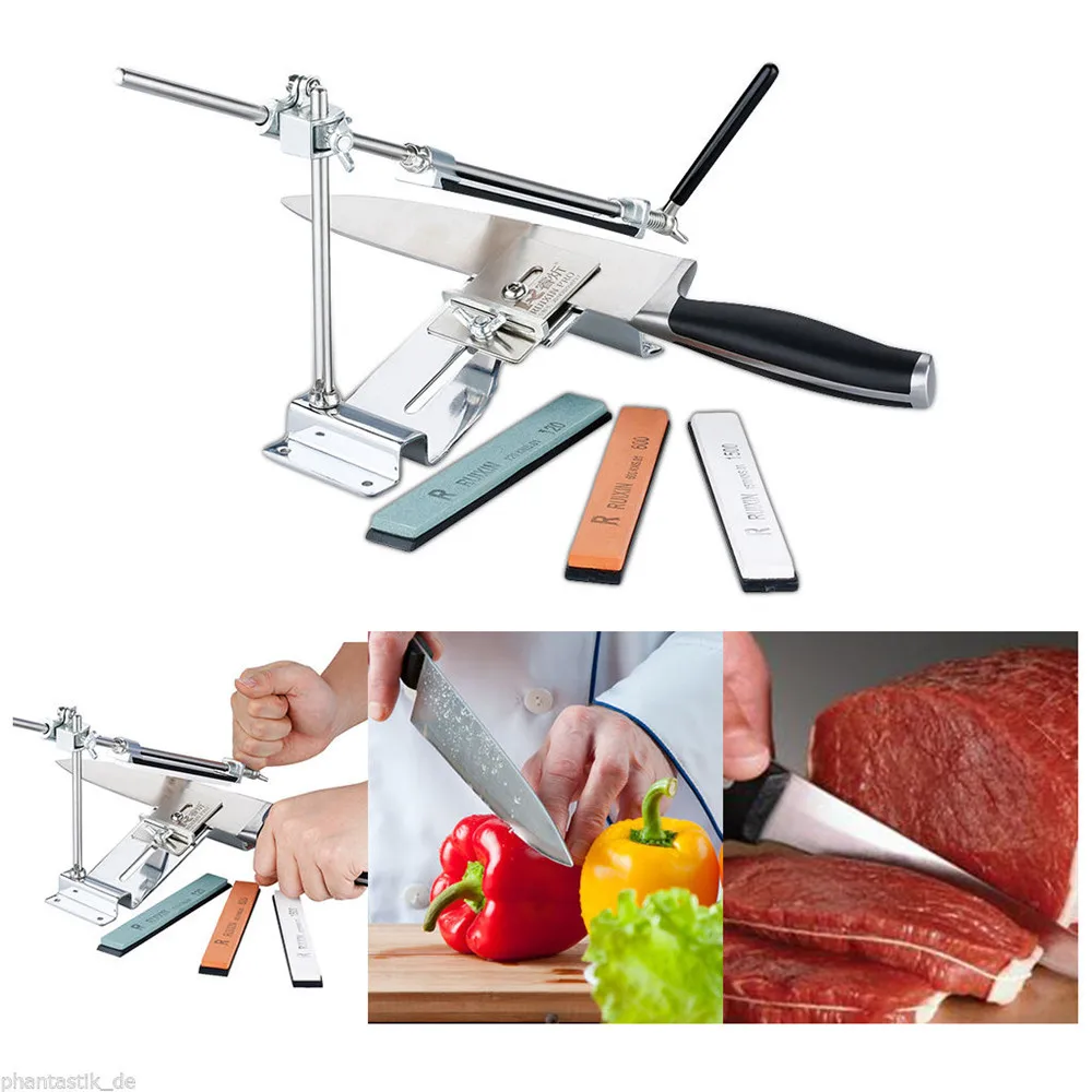 

Knife Sharpener Professional All Iron Steel Kitchen Sharpening System Tools Fix-angle With 4 Stones Whetstone#200204