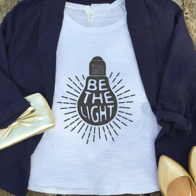 يكون ضوء تي شيرت ضوء لمبة الجرافيك مضحك النساء الأزياء المسيحي تيز القطن للجنسين هدية عطلة الجرونج قمم حزب T قميص