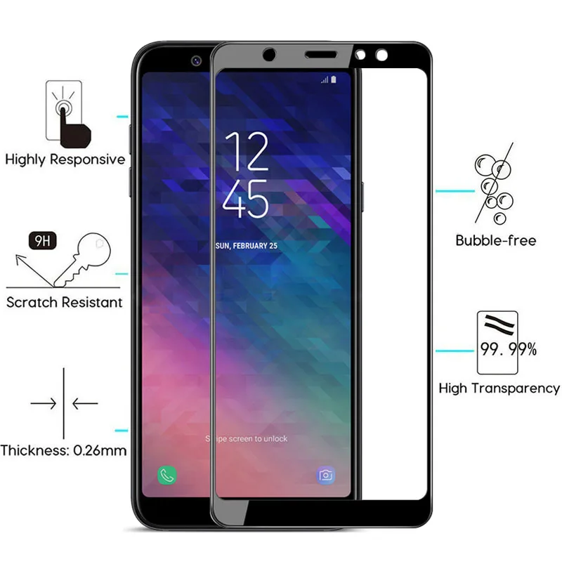 9D закаленное стекло с полным клеем для Samsung A8 Защитное Galaxy A6 Plus 2018 A3 A5 A7 2017 защита