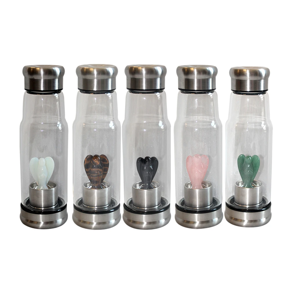 

Quartz Gemstone Crystal Glass Elixir Water Bottle Point Hand-Carved 2 inches Angel Cup Crystal Wand gif