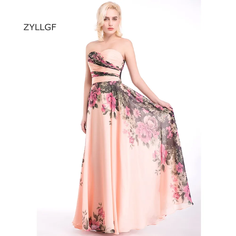 Zyllgf Vestido Де Noite Longo Elegante Festa Кружево на спине печатных шифон платье подружки невесты Haute Couture Наряды на свадебную вечеринку q37