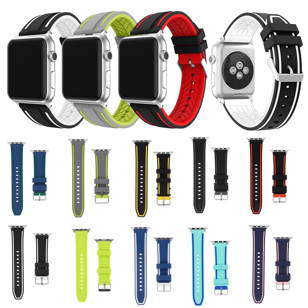 

Silicone Smart Watch Strap Sports Wrist band for Apple Watch 4 3 2 1 38mm 40mm 42mm 44mm Strap Bands for i Watch