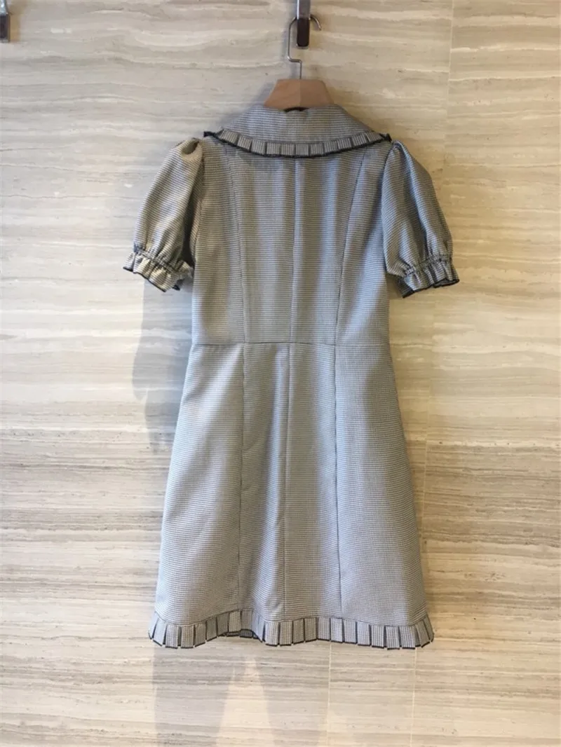 FOMOLAYME весенние платья женские высокие модные шорты рукав клетчатое платье Vestidos De Festa