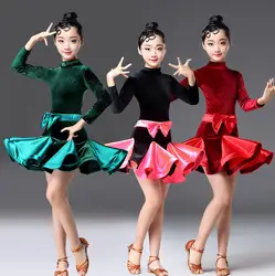 2019 обувь для девочек костюмы латинских танцев платья женщин танцевальный для бальных танцев платье Румба Самба бархат детей ча танго ЮБК