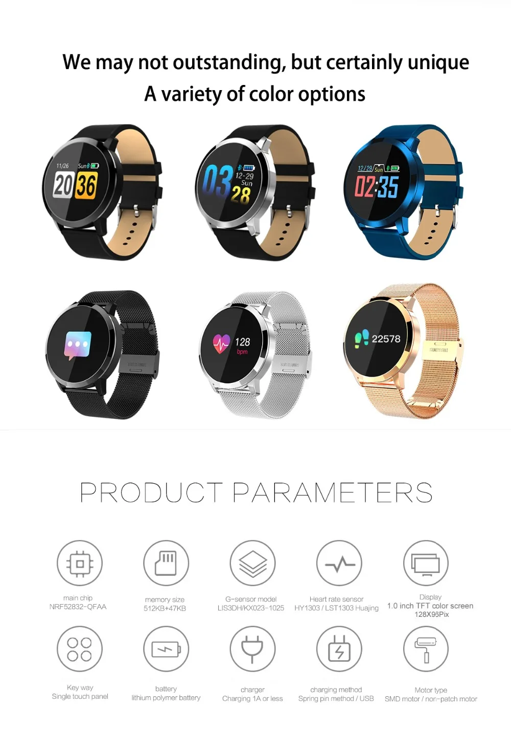 Новое обновление Q8 плюс розовое золото смарт-часы модная электроника для мужчин и женщин водонепроницаемый спортивный трекер фитнес-браслет умные часы