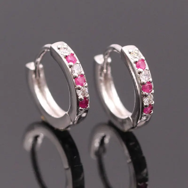

GZJY Fashion Women Unique White Gold Color AAA Zircon Charm Hoop Earring For Women New Statement bijoux