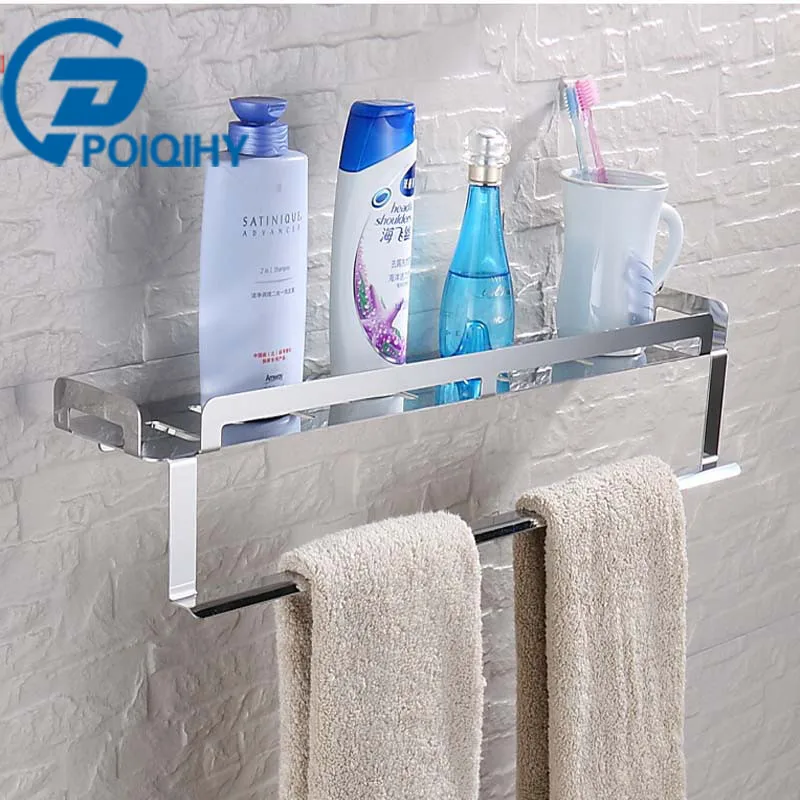 

56cm stainless steel movable bath towel holder Bathroom Storage Shelf /Rack Wall Mount Multi-functions with towel hanger