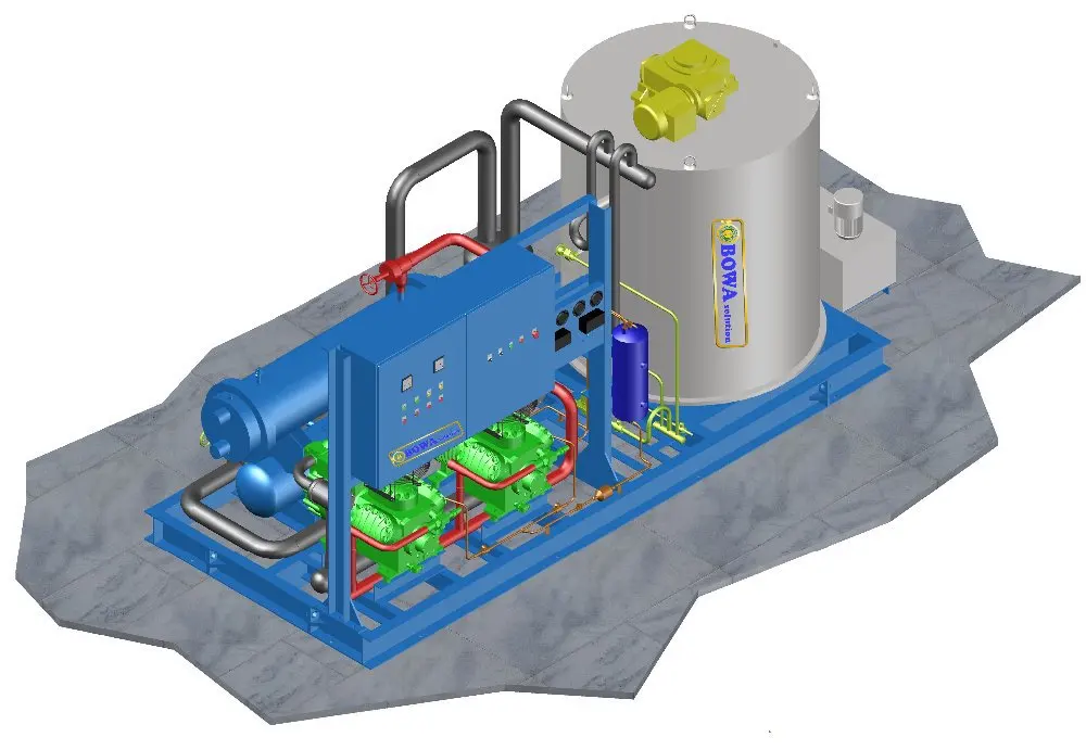 Льдогенератор чешуйчатого льда с водяным охлаждением 10MT без охлаждающей башни