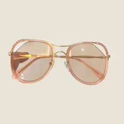 Круглый жемчуг очки Для женщин 2018 Высокое качество солнцезащитные очки Брендовая Дизайнерская обувь солнцезащитные очки Для женщин