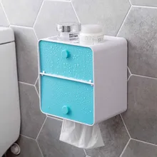2 слоя клей для ванной водонепроницаемый тканевый ящик пластик ванная и Туалет держатель бумаги настенный коробка для хранения бумаги
