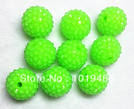 

Green color 100pcs /lot 20MM Neon effect transparent Resin Rhinestone Ball chunky Beads for Chunky Necklace Jewelry