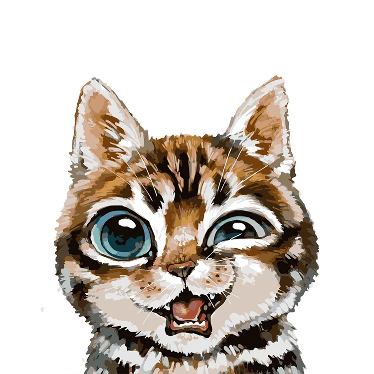 

Painting By Numbers DIY Dropshipping 40x50 50x65cm Meow meow cat kitten Animal Canvas Wedding Decoration Art picture Gift